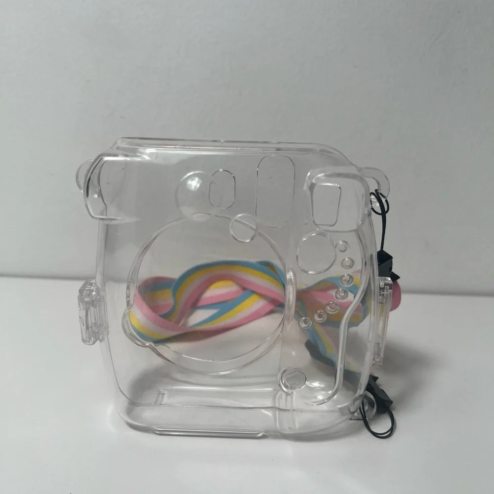 Fujifilm instax mini 8 Clear Instant Camera Case with Pastel Rainbow Strap